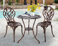 Ensemble bistrot 3 pièces en aluminium moulé pour extérieur, table et chaises pour jardin, design traditionnel bronze, vente chaude