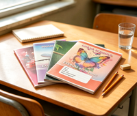 Cahier d'exercices scolaires personnalisé avec reliure à cheval, fourniture directe du fabricant avec OEM et ODM disponibles