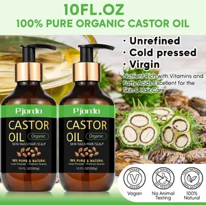 Private label olio di ricino naturale al 100% olio di ricino biologico spremuto a freddo per la crescita dei capelli e ciglia olio essenziale di ricino da 10 once