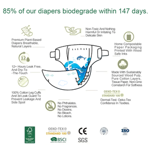 ओम गंध बांस प्रकृति बायोडिग्रेडेबल डिस्पोजेबल डिस्पोजेबल शिशु इको फ्रेंडली डायपर - Product Image 4