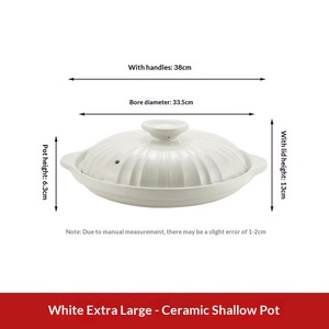 Casserole en céramique peu profonde de qualité alimentaire, résistante aux hautes températures, compatible avec les cuisinières à gaz, avec couvercle. - Product Image 6