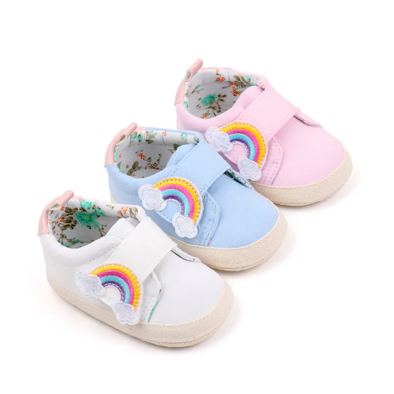 Regenbogen verziert Haken-und-Schleife baby lässig weiche Sohlen Kleinkinder niedliche Kleinkinder-Schuhe