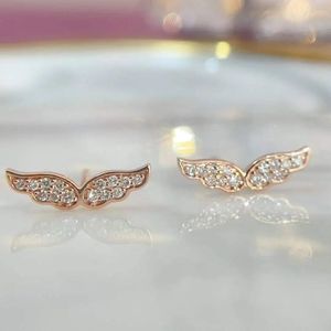 Xinfly Trendy 18k Solid Gold AU750 0.16ctw Natural Diamond Angel <b>Wing</b> Stud <b>Earrings</b> for Gift Fine Jewelry - Product Image 5