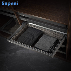 Cesta Deslizante para <span class=keywords><strong>Armario</strong></span> de Aluminio y Ratán ABS, Organizador Extraíble que Ahorra Espacio, Duradero para <span class=keywords><strong>Armario</strong></span> de Dormitorio - Product Image 4