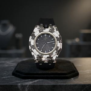 Montre mécanique Miyota Hip Hop glacée en acier inoxydable avec cadran en cristal saphir, bracelet en caoutchouc de 30 mm, fermoir pliant, analogique pour homme - Product Image 1