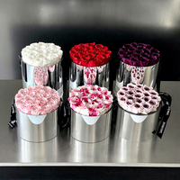 Handgefertigte Hochglanz-Silberbox mit Konservierten Rosen, Echte Ewige Blumen-Kollektion, Nachhaltig für Hochzeitstag und Valentinstag