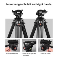 PULUZ Trépied professionnel robuste et portable pour appareil photo reflex numérique, caméscope en aluminium avec tête fluide pour studio photo