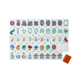 Ensemble de carreaux acryliques de Mahjong américain <span class=keywords><strong>orange</strong></span> moderne portable à 4 couches pour divertissement familial Ensemble de Mahjong gravé - Product Image 4