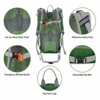Sac à dos de randonnée 25L en nylon Ripstop avec dos en maille respirante, sifflet de stérnum, pour voyage et camping en extérieur