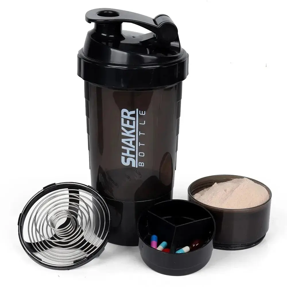 3 lớp Máy xay sinh tố Shaker protein Chai Bột lắc cốc nước chai nhựa trộn cốc cơ thể xây dựng tập thể dục chai