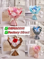 Nieuwe aanwinst Valentijnsdag Moederdag Kerstcadeau Handgemaakte Ge conserveerde Bloem Eeuwige Roos Bouquet Vierkante Doos Fabrieksprijs