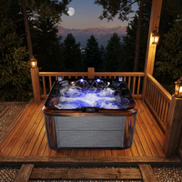 Jacuzzi de Hidromasaje de Primera Calidad con 38 Chorros y Calentador de Temperatura Constante, Moderno Jacuzzi Independiente de Acrílico para 4 Personas, Ideal para Cabañas de Vacaciones