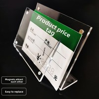 Support de menu publicitaire en acrylique transparent magnétique solide en forme de L, poli diamant, pour table, format A4, A5, A6