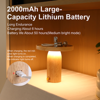 Lampe de table moderne en bois rechargeable, LED blanc chaud, télécommande, variateur d'intensité, pour chevet et salon