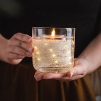 Huaming Romantischer Stil LED-Beleuchtete Gel-Duftkerze Kreative Gold/Rot Pailletten-Dekoration Gelee-Duftkerzen Geschenkset