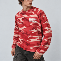Chemises à manches longues en coton gaufré avec logo personnalisé et impression en relief, T-shirts gaufrés camouflage entièrement imprimés numériquement – Vente en gros