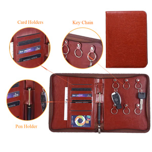 Biểu tượng tùy chỉnh PU da padfolio thư mục với dây kéo chương trình nghị sự vòng khóa danh mục đầu tư và ngân hàng điện tổ chức - Product Image 3