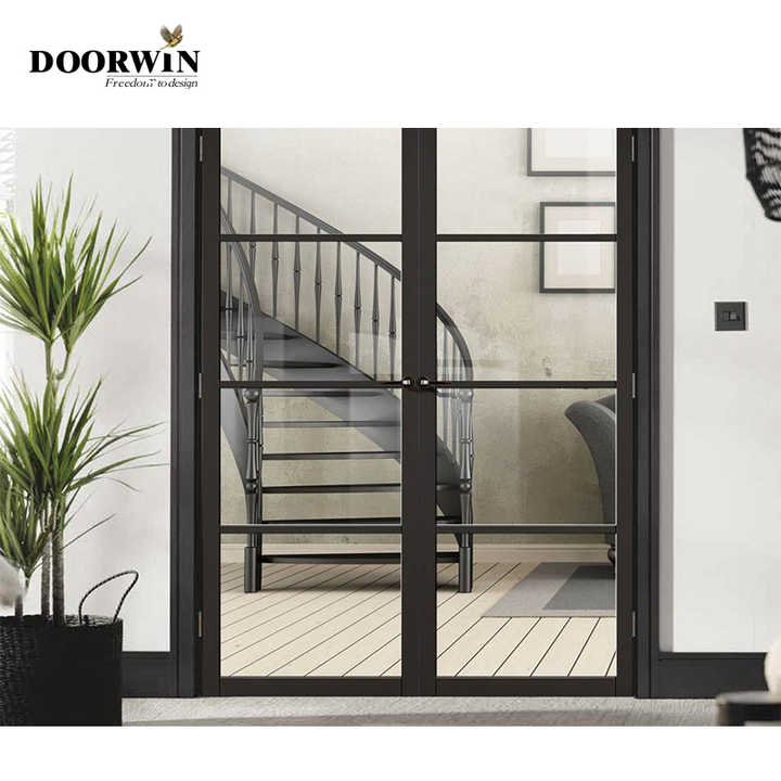 Modern Black Aluminum Frame Entrance Door - Thermal Insulation