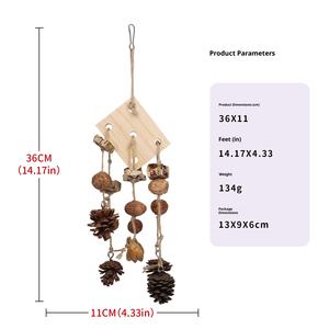 Natuurlijk houten vogelspeelgoed bijtring dennenappel hangende windgong milieuvriendelijke duivenringen binnen buiten - Product Image 2