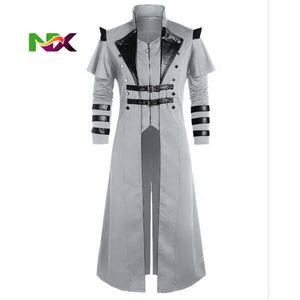 Costume d'Halloween médiéval steampunk d'assassin, <span class=keywords><strong>elfes</strong></span>, pirates, pour homme adulte, veste longue fendue vintage noire, armure gothique, manteaux en cuir - Product Image 4