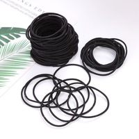 Simple 100 pièces/ensemble 4cm noir coloré fort élastique Nylon cheveux élastiques accessoires filles sans couture cheveux cravates corde pour les femmes