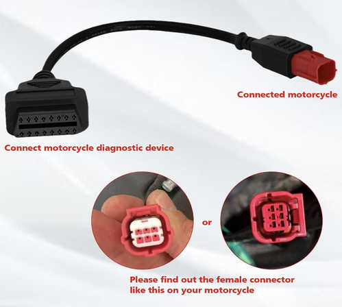 6 Pin OBD2 Adapter Cable Fit for Guzzi Kawasaki Suzuki Yamaha Piaggio ...
