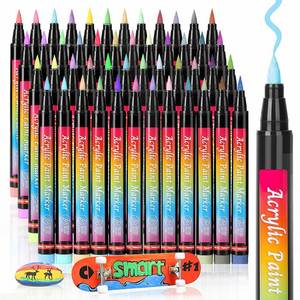 Ensemble de stylos marqueurs acryliques à double pointe Premium 72/120 couleurs, rechargeables, encre à base d'eau à séchage rapide pour la calligraphie et l'illustration - Product Image 3