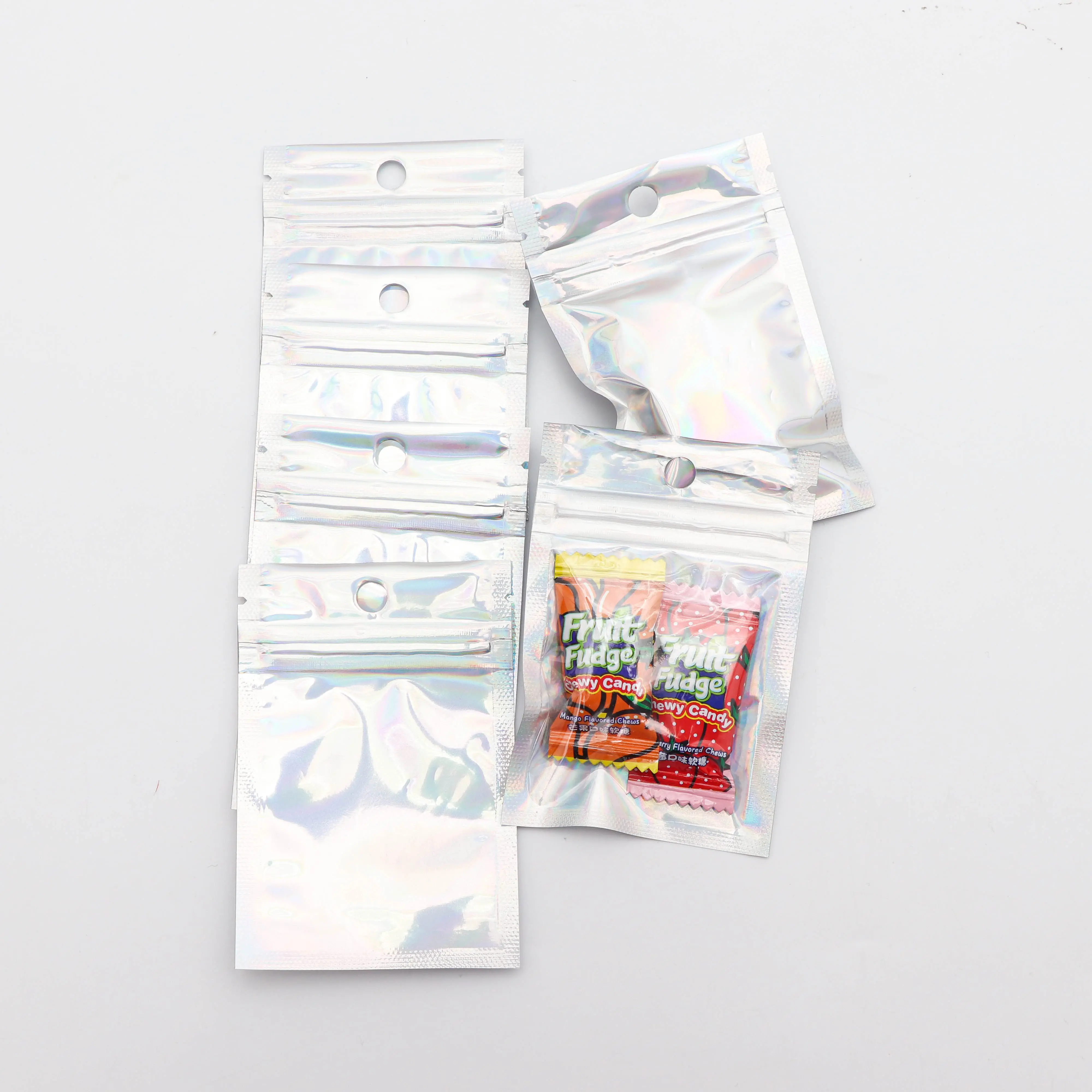 Custom Small Recyclable Food Candy Seed Packaging Mylar Hologram Pouch Clear Zip lock Bag for Gifts Jewelry Packing
