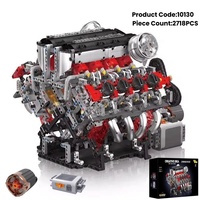Mould King 10130, Superdeportivo F488 Motorizado, Modelo de Motor V8 2718, Ensamblaje Mecánico Detallado, Juego de Bloques de Construcción para Exhibición en Escritorio