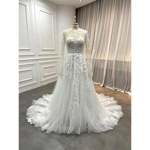 Vestido de Novia con Corsé, Escote Corazón, Manga Desmontable, Apliques Brillantes, Línea A, con Bolero - Product Image 1