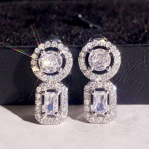 Eleganti Orecchini Pendenti Geometrici da Sposa per Donne, Gioielli Chic Minimalisti con Zirconi, Regalo di Moda - Product Image 6