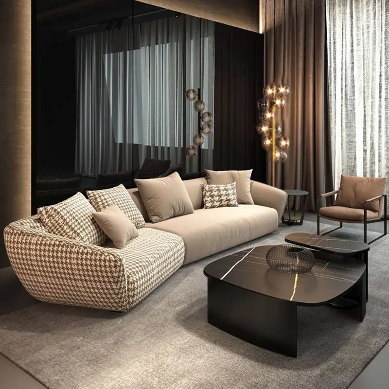 Design moderno di lusso di lusso in velluto opaco tessuto divano casa morbido di lusso divano angolo divano soggiorno mobili