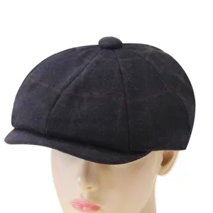 Beret Ivy Cap For Men Custom Wholesale Polyester Fashion Warm Wool Flat Hat Men's Newsboy Hat