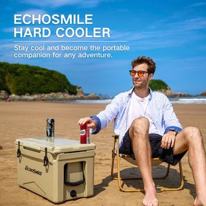 กล่องเก็บความเย็น DB สีกากีใหม่ ขนาด 35 ควอร์ต ผลิตจาก PE สำหรับกีฬากลางแจ้ง เก็บความร้อน แช่แข็งด้วยน้ำแข็งแห้ง  รับทำโลโก้  แผงโซลาร์เซลล์ - Product Image 2