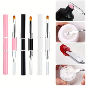 Pincel para decoración de uñas, para <span class=keywords><strong>gel</strong></span> acrílico UV, extensión y dibujo, espátula de eliminación, herramientas de doble punta para uñas, de nailon rizado - Product Image 2