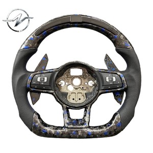 Volant sport multifonction en cuir perforé et fibre de carbone avec affichage LED pour Volkswagen Mk7 GTI R Jetta (vente en gros) - Product Image 1
