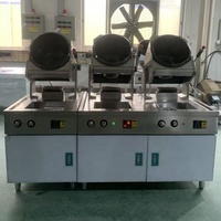 Machine à frire à gaz en acier inoxydable de haute qualité, 3 brûleurs, type armoire, robot de cuisson automatique, wok rotatif pour restaurant
