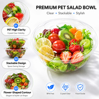 Aangepaste logo 28oz voedselveilige transparante PET wegwerp saladekom deksel groothandel afhaal catering fruitverpakking voor merkverpakking
