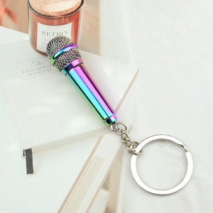 Wholesale Multicolor Alloy Microphone <b>Keyring</b> Portable <b>Mini</b> Mic Shaped Key Chain Music Themed For Souvenir Bag Accessories - Product Image 4