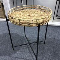 Table d'extérieur pliable, table de toilette tissée, forme ronde