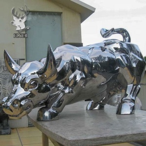 Scultura Statua di Toro a Grandezza Naturale in Acciaio Inossidabile per Decorazione Interna ed Esterna - Product Image 2