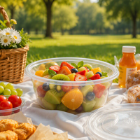 Bols ronds jetables écologiques TeGuan W08 32 oz en PP, compatibles micro-ondes, pour camping, plats à emporter, salades, nouilles et autres aliments