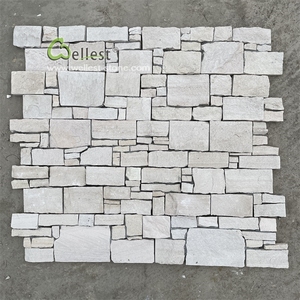 Rivestimento in Pietra Naturale a Forma di <span class=keywords><strong>Z</strong></span> in Arenaria Bianca Elegante con Retro in Cemento per Rivestimento Murale - Product Image 5