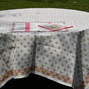 ผ้าปูโต๊ะลายดอกไม้พิมพ์ลายด้วยมือบนผ้าลินิน ขนาด 60x90 นิ้ว ผลิตภัณฑ์ขายส่ง ราคาขายส่ง - Product Image 1