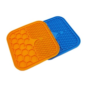 Silicone Licking Pad For Pets Slow Feeder Anti Choking Dog Cat Bowl Blue Orange 15x15x1cm - Product Image 1
