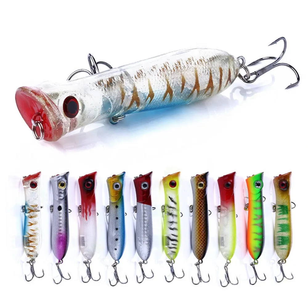 TOPRIGHT P1032 11g 80mm Topwater Popper büyük ağız el yapımı Trolling balıkçılık yemler ile balıkçılık Lures