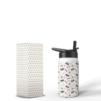 Thermos isotherme pour enfants en acier inoxydable personnalisé de 12 oz, bouteille d'eau pour l'école avec paille, écologique et portable