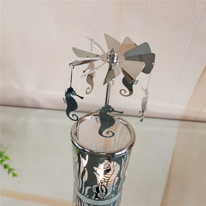 Benutzer definierte Seepferdchen Dreh kerzenhalter Silber Spinning Tee licht Kerzenhalter für Weihnachts geschenk - Product Image 5