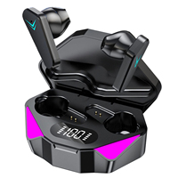 Écouteurs Bluetooth sans fil X15 TWS pour le gaming à faible latence, avec micro, fonction mains libres, affichage LED, intra-auriculaires