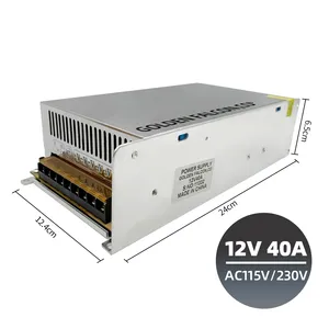 110V/220V AC to DC 12V 40A Switching Power Supply 480W Power Transformer for Led Strip Light CCTV Camera